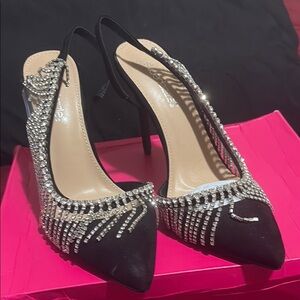 Shoe Dazzle Black Rhinestone Stiletto Heels